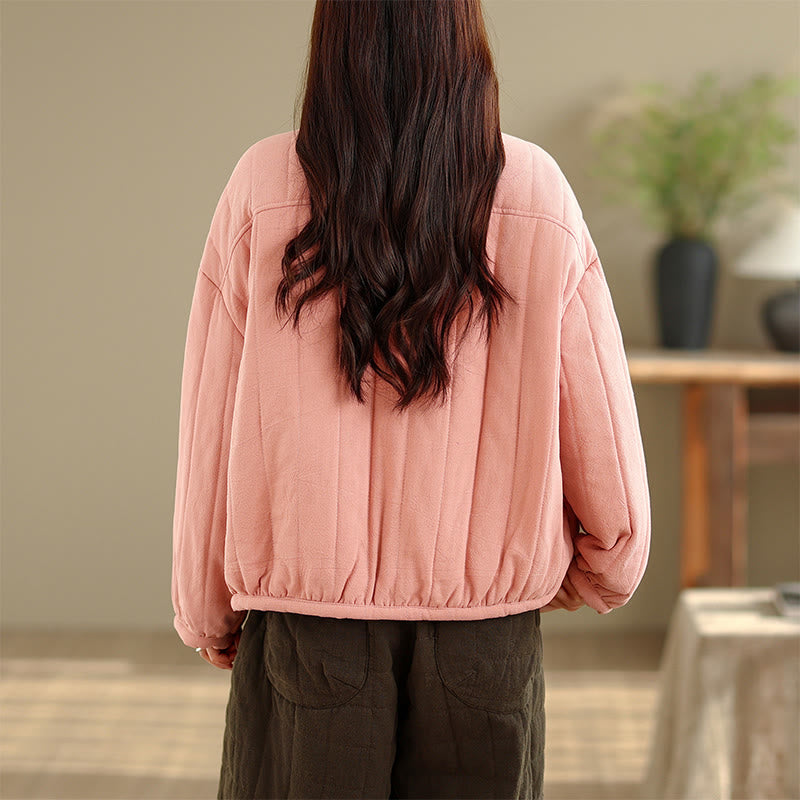 Buddha Stonesフロッグボタン ストライプデザイン 長袖 厚手コットン レディース ジャケット ポケット付き - image 6