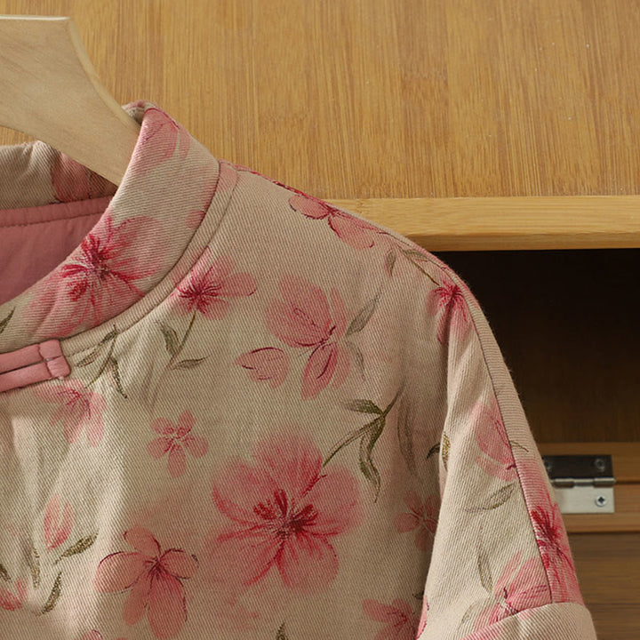 Buddha Stonesフロッグボタン 花柄 クルーネック 厚手コットン 長袖 レディースコート  - image 3