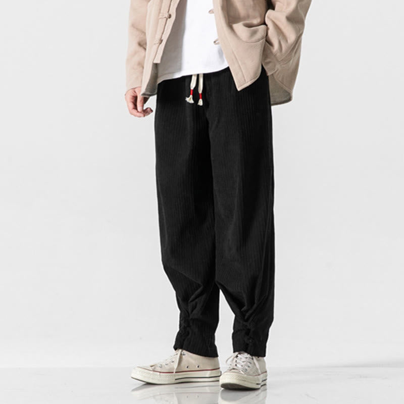 Buddha Stones秋冬 メンズ ピュアカラー ボタンデザイン コットン ストレートレッグパンツ ポケット付き - image 24