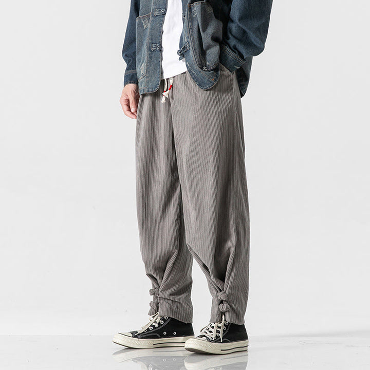 Buddha Stones秋冬 メンズ ピュアカラー ボタンデザイン コットン ストレートレッグパンツ ポケット付き - image 8