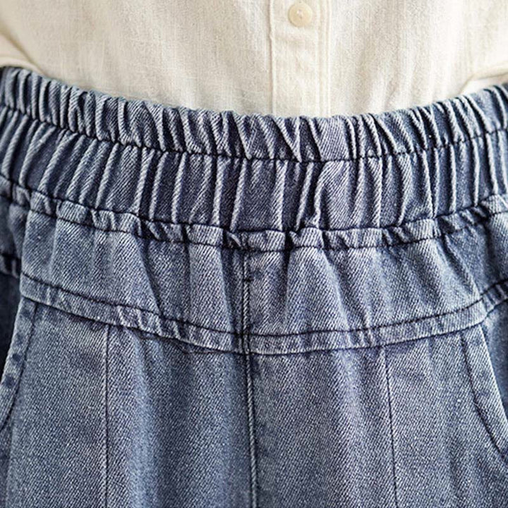 Buddha Stones秋冬 ヴィンテージ風 ダメージ加工 ハイウエスト レディース ワイドレッグパンツ ポケット付き - image 6