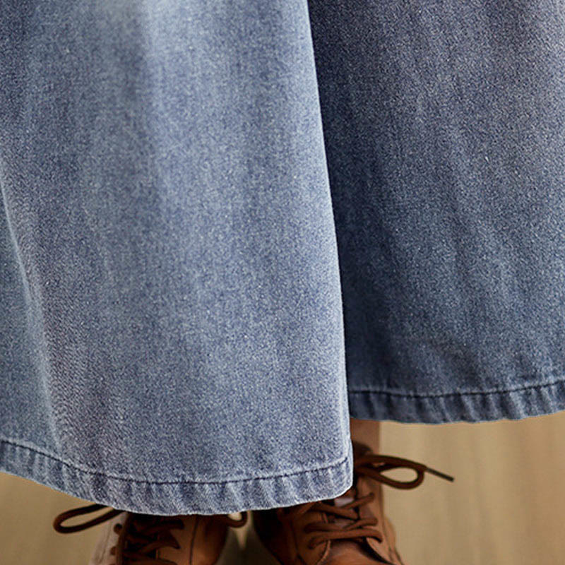 Buddha Stones秋冬 ヴィンテージ風 ダメージ加工 ハイウエスト レディース ワイドレッグパンツ ポケット付き - image 8