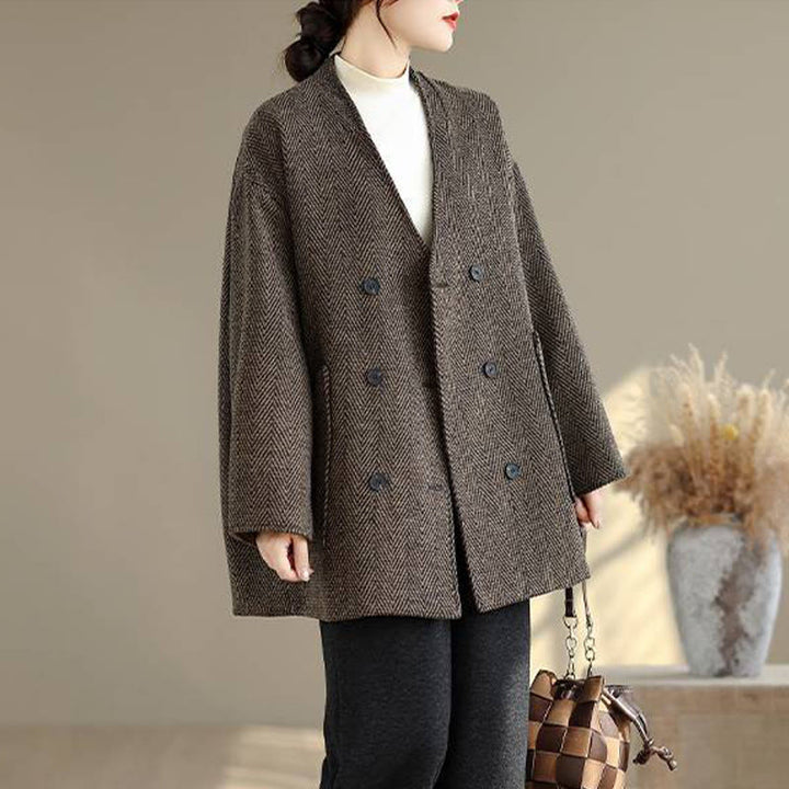 Buddha StonesストライプVネックコットンロングスリーブレディースコート（ポケット付き） - image 12