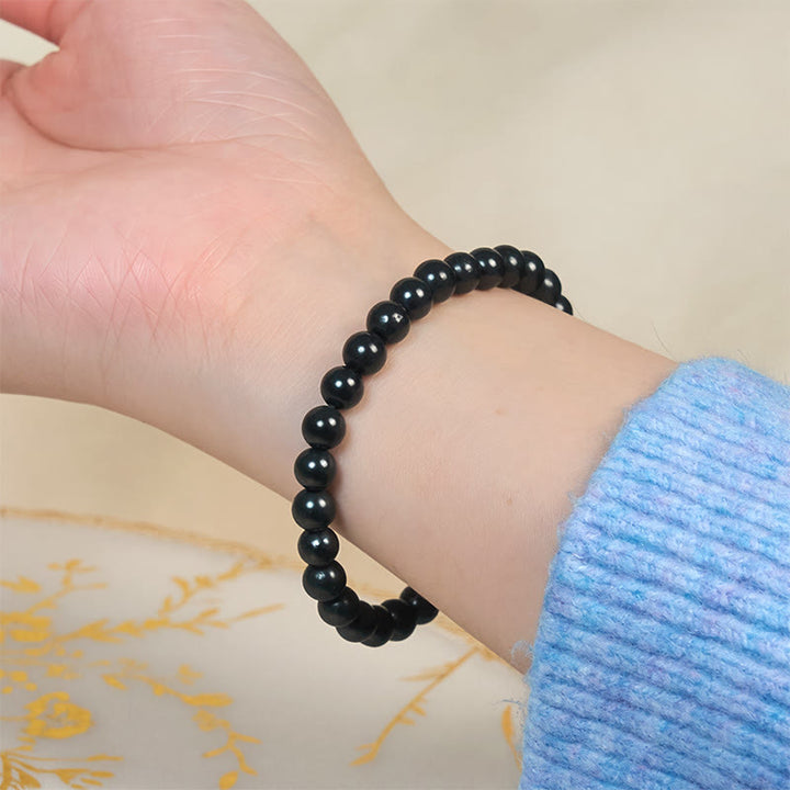 Buddha Stonesラウンド本物のシュンガイトストーン内なる強さのビーズブレスレット - image 3
