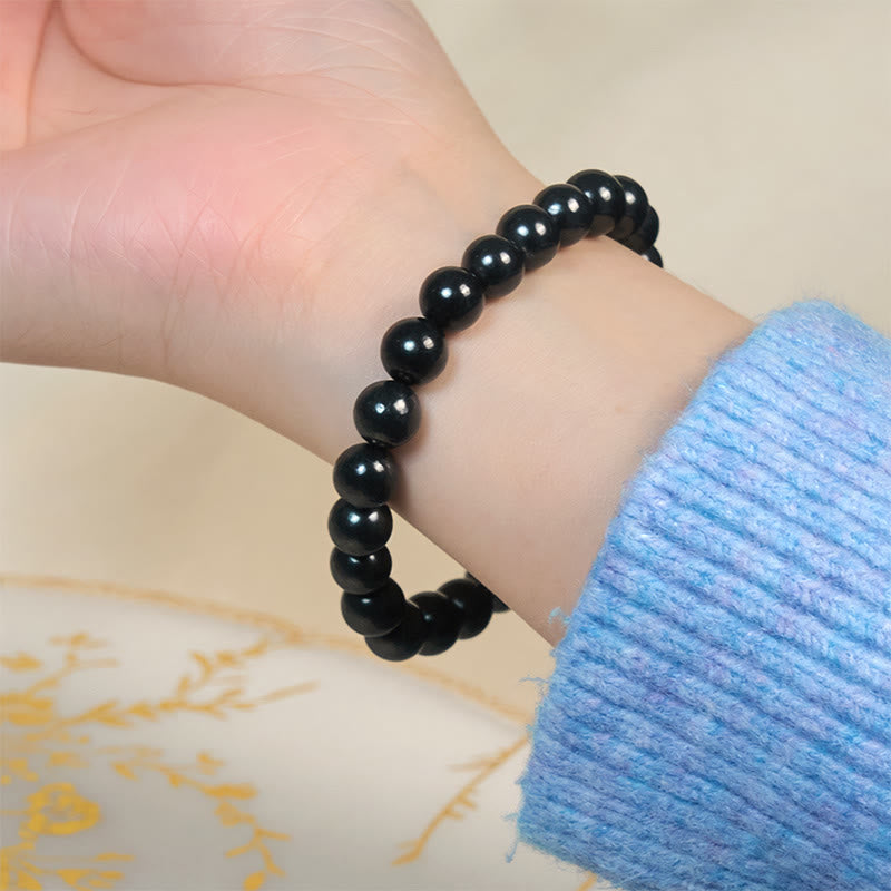 Buddha Stonesラウンド本物のシュンガイトストーン内なる強さのビーズブレスレット - image 10