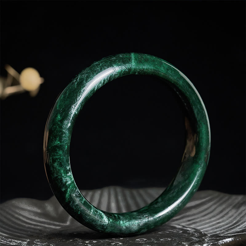 Buddha Stones南陽黒緑翡翠守護カフバングルブレスレット - 62mm - image 0