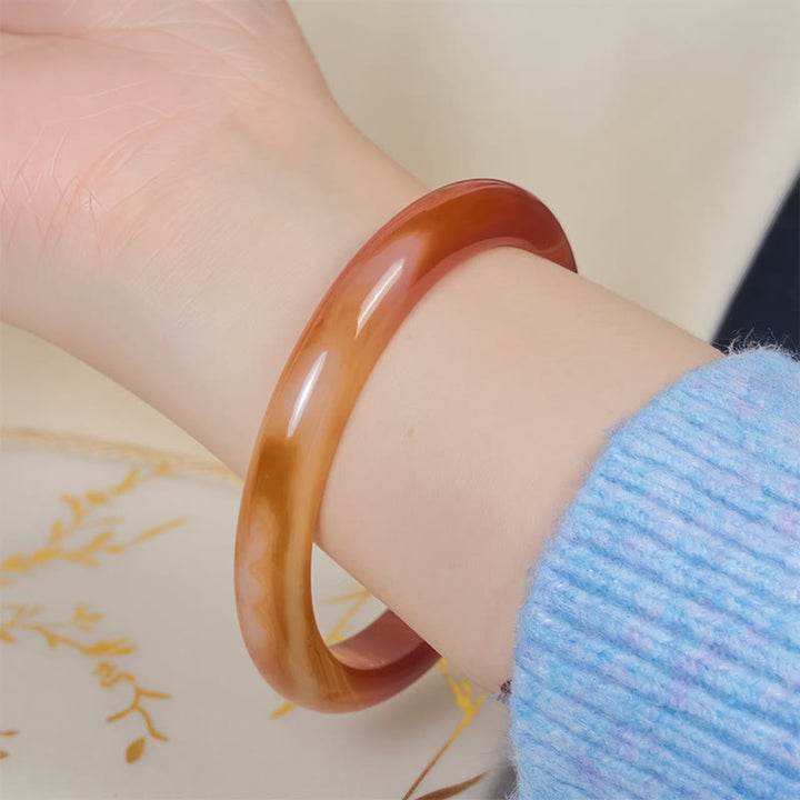 Buddha Stonesの縞模様の赤瑪瑙の落ち着いたカフバングルブレスレット - image 4