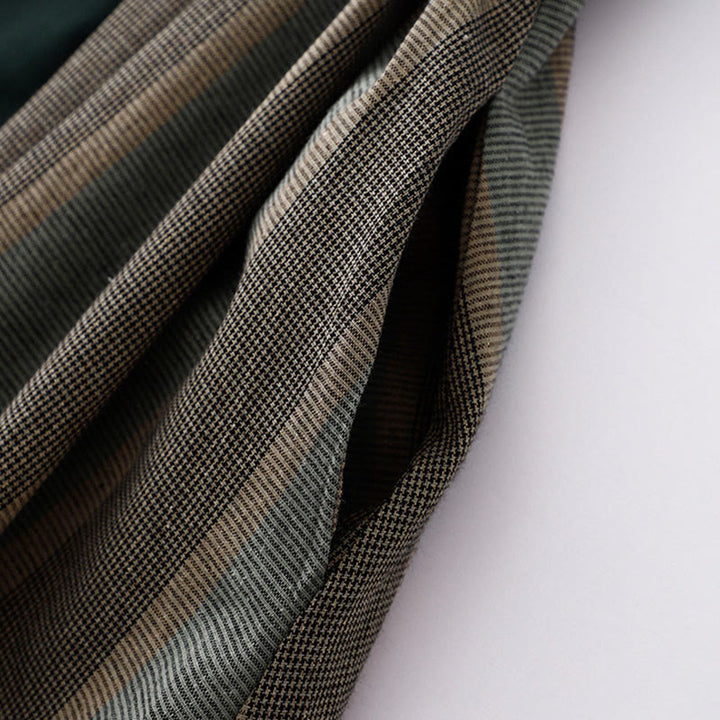 Buddha Stonesラペル カラーブロッキング デザイン ロングスリーブ コットン ミディドレス ポケット付き - image 10