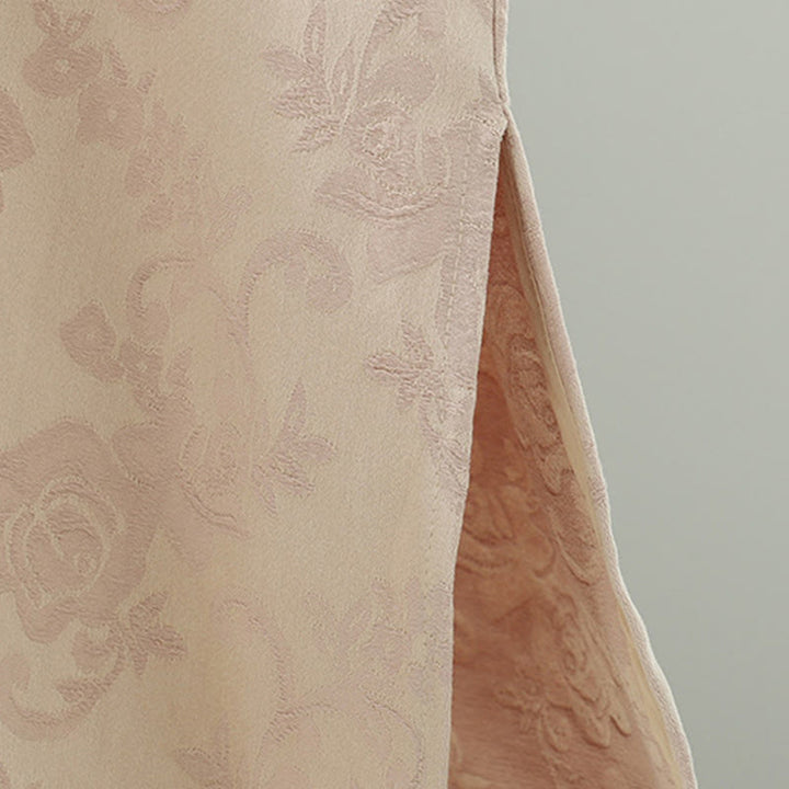 Buddha Stonesスタンドカラーフロッグボタンフラワーパターン刺繍デザインロングスリーブコットンミディドレス - image 9