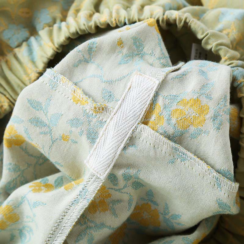 Buddha Stones 2ピース カラフルフローラルリーフ 長袖 Vネック シャツパンツ コットンパジャマセット ポケット付き - image 9