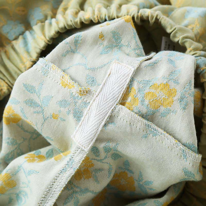 Buddha Stones 2ピース カラフルフローラルリーフ 長袖 Vネック シャツパンツ コットンパジャマセット ポケット付き - image 9