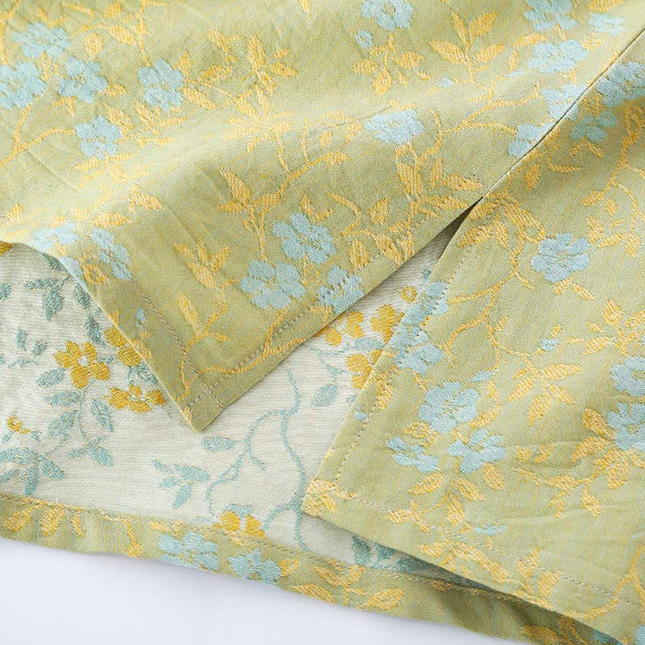 Buddha Stones 2ピース カラフルフローラルリーフ 長袖 Vネック シャツパンツ コットンパジャマセット ポケット付き - image 3