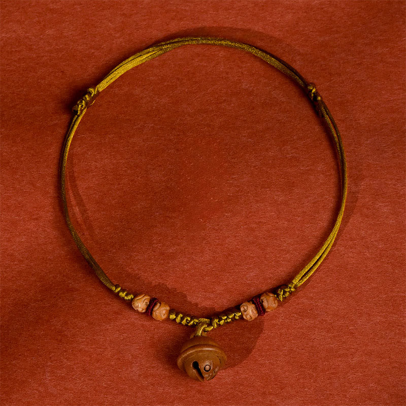 Buddha Stones赤紐桃の木ビーズベル 強度調節可能 猫 小型犬 ペット用首輪 - 黄色いロープ - 50～65cm - image 13