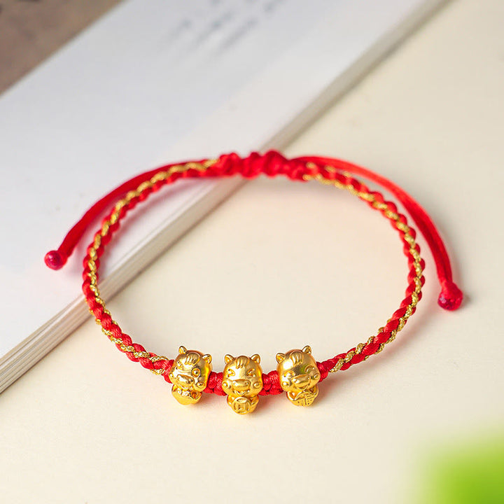 Buddha Stones福文字 999スターリングシルバー 午年豊かさの赤紐のブレスレット - image 2