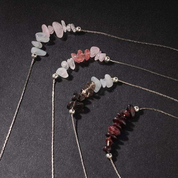 Buddha Stonesブラックオブシディアン スモーキークォーツ ガーネット アクアマリン ストロベリークォーツ ピンククリスタル ストレングスネックレスペンダント - image 27