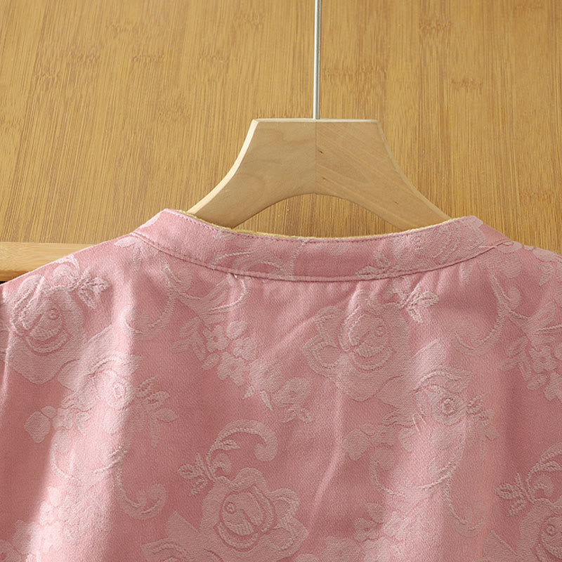 Buddha Stonesの花柄カエルボタンレディースコットンノースリーブベストウエストコート - image 3