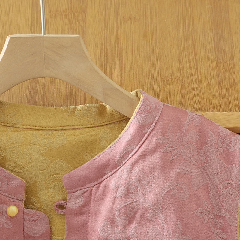 Buddha Stonesの花柄カエルボタンレディースコットンノースリーブベストウエストコート - image 5