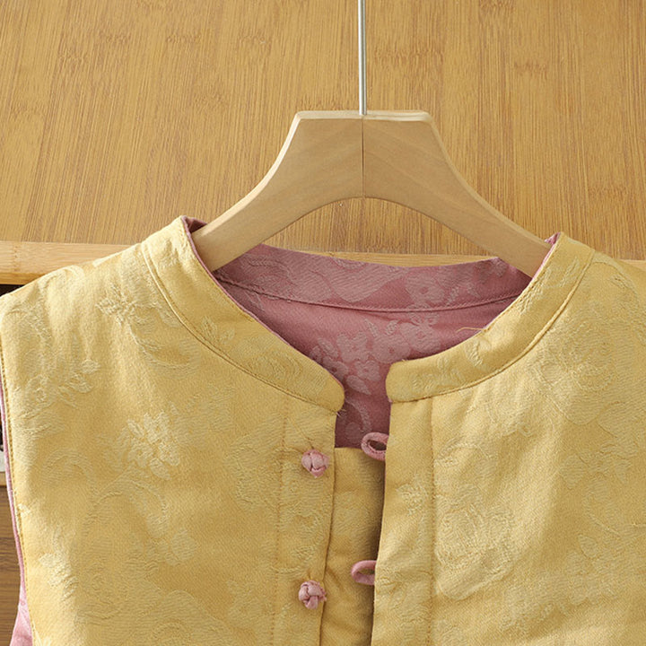 Buddha Stonesの花柄カエルボタンレディースコットンノースリーブベストウエストコート - image 12