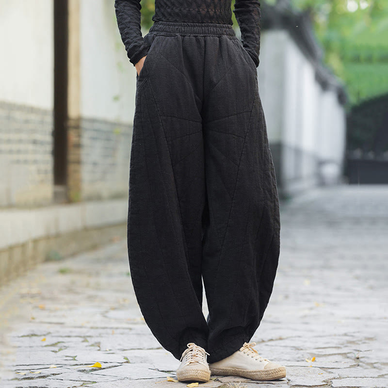 Buddha Stones無地コットン 厚手 レディース 7-8丈 ポケット付きパンツ - image 13