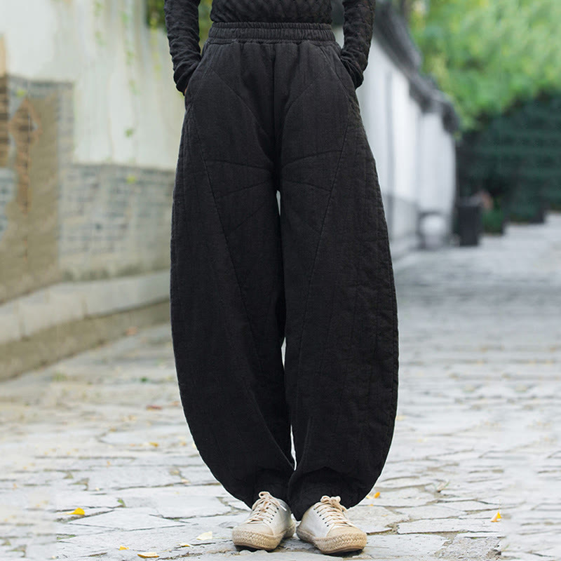 Buddha Stones無地コットン 厚手 レディース 7-8丈 ポケット付きパンツ - image 15