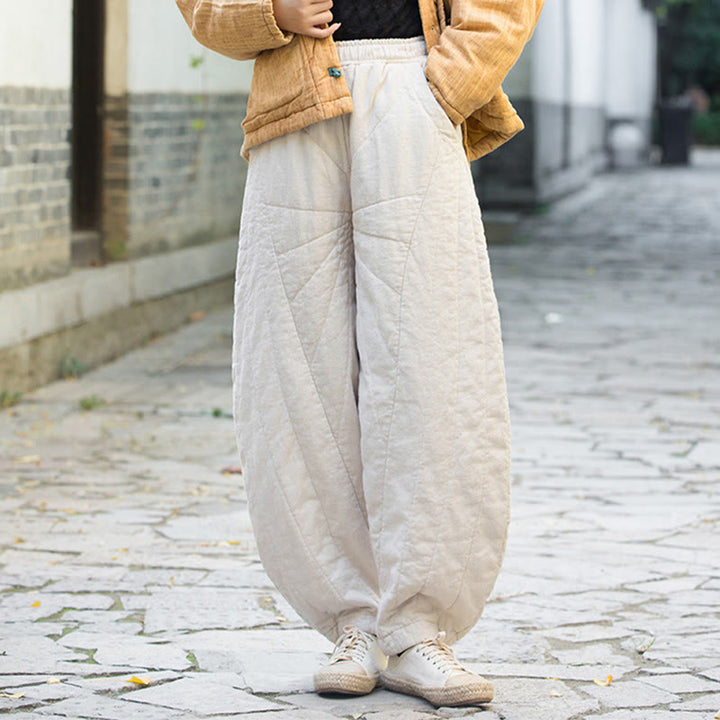 Buddha Stones無地コットン 厚手 レディース 7-8丈 ポケット付きパンツ - image 6