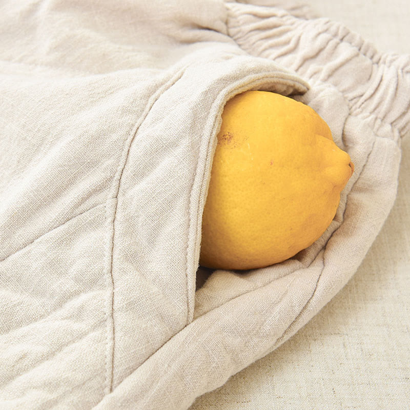 Buddha Stones無地コットン 厚手 レディース 7-8丈 ポケット付きパンツ - image 9