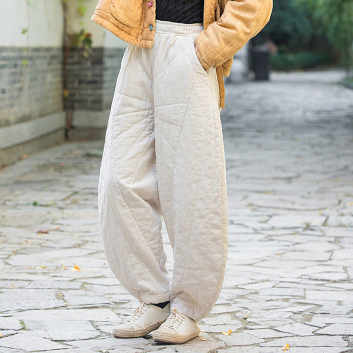 Buddha Stones無地コットン 厚手 レディース 7-8丈 ポケット付きパンツ - image 5