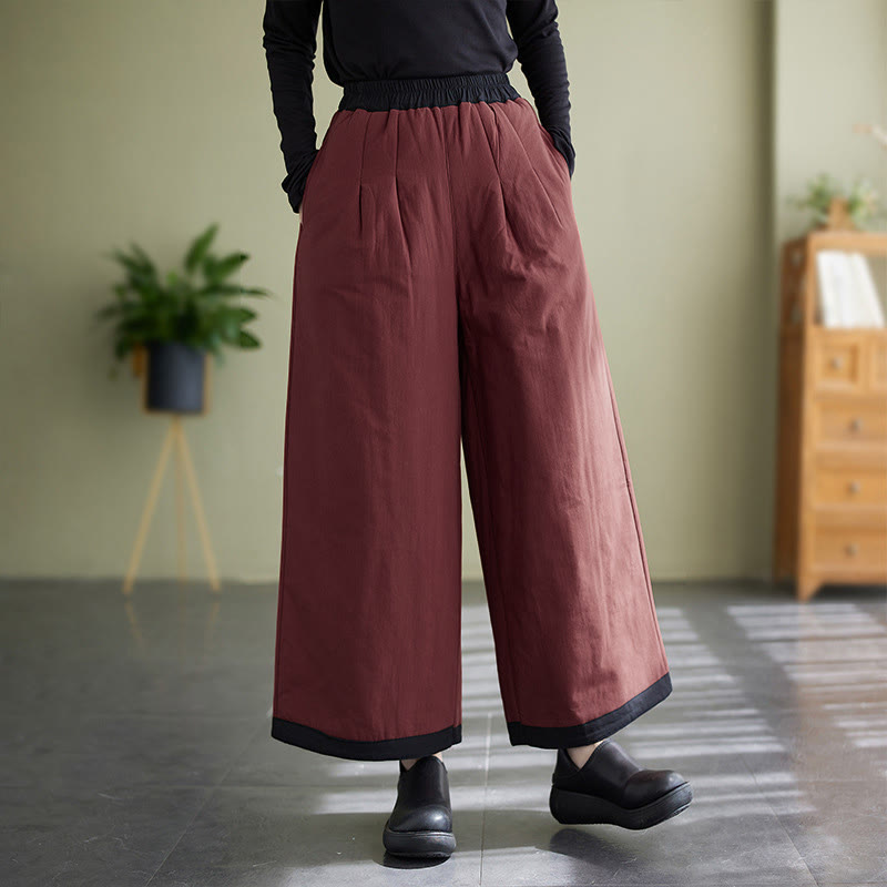 Buddha Stonesカジュアル 無地 レディース ワイドレッグパンツ ポケット付き - ダークレッド - US8-10，UK/AU12-14，EU40-42 (2XL) - image 15