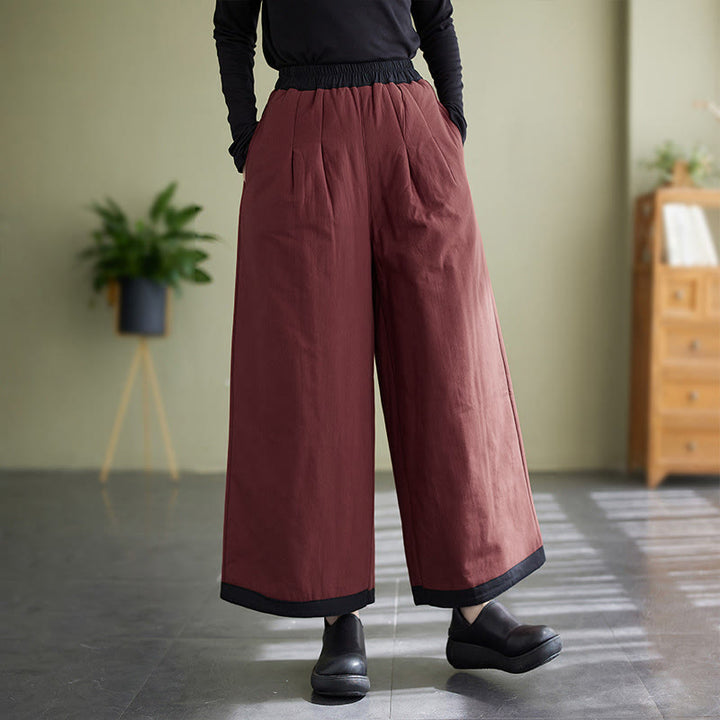 Buddha Stonesカジュアル 無地 レディース ワイドレッグパンツ ポケット付き - ダークレッド - US8-10，UK/AU12-14，EU40-42 (2XL) - image 15