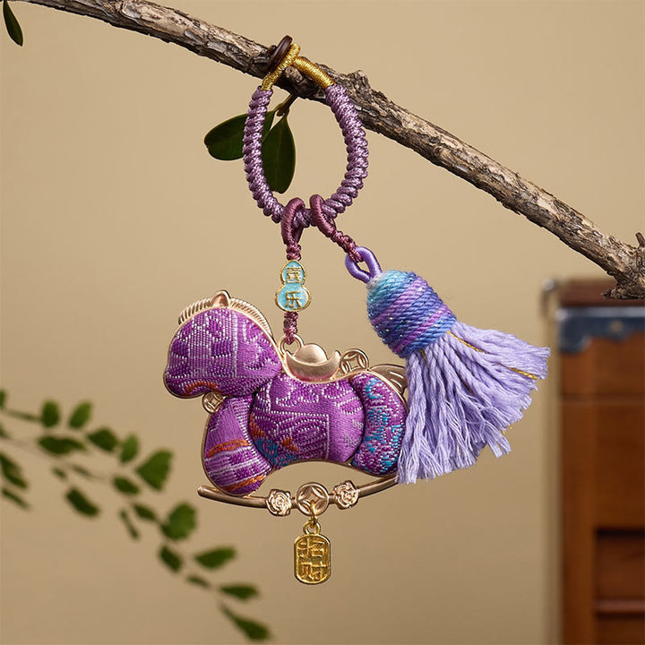 Buddha Stones多色 午年 ひょうたんインゴットデザイン 自由と豊かさのキーホルダー - パープルホース 12×3mm - image 8