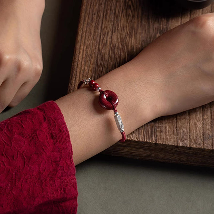 Buddha Stones 925スターリングシルバー シナバー ピース平和のお守りチャームコネクション 編み込みストリングブレスレット - image 7