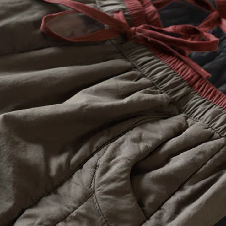 Buddha Stones無地カラーブロッキング コットンポリエステル 厚手レディースパンツ ポケット付き - image 4