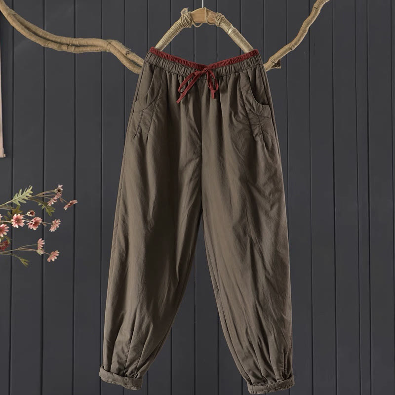 Buddha Stones無地カラーブロッキング コットンポリエステル 厚手レディースパンツ ポケット付き - シエナ - US12、 UK/AU16、 EU44 (3XL) - image 2