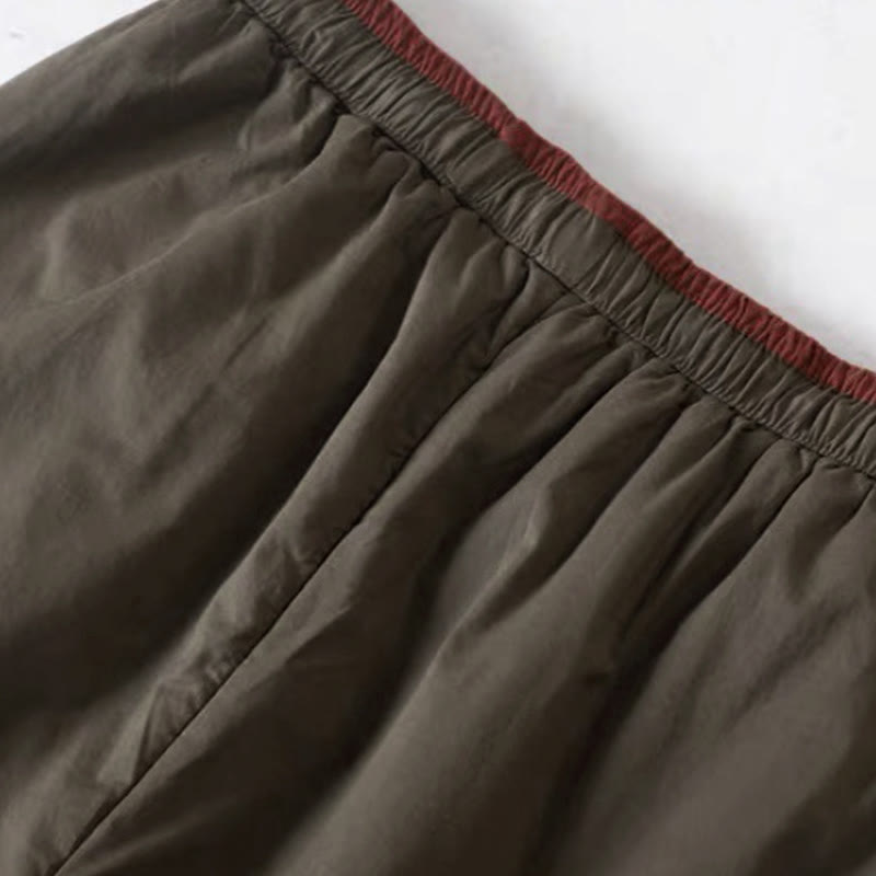 Buddha Stones無地カラーブロッキング コットンポリエステル 厚手レディースパンツ ポケット付き - image 5