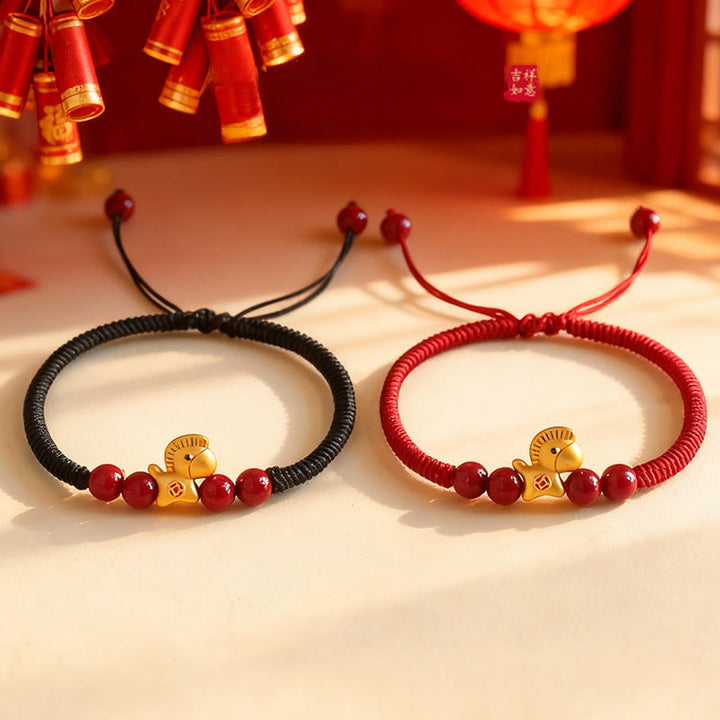 Buddha Stones馬年 999 スターリングシルバー 紐 辰砂 ビーズ 編み込み幸運ブレスレット - image 19