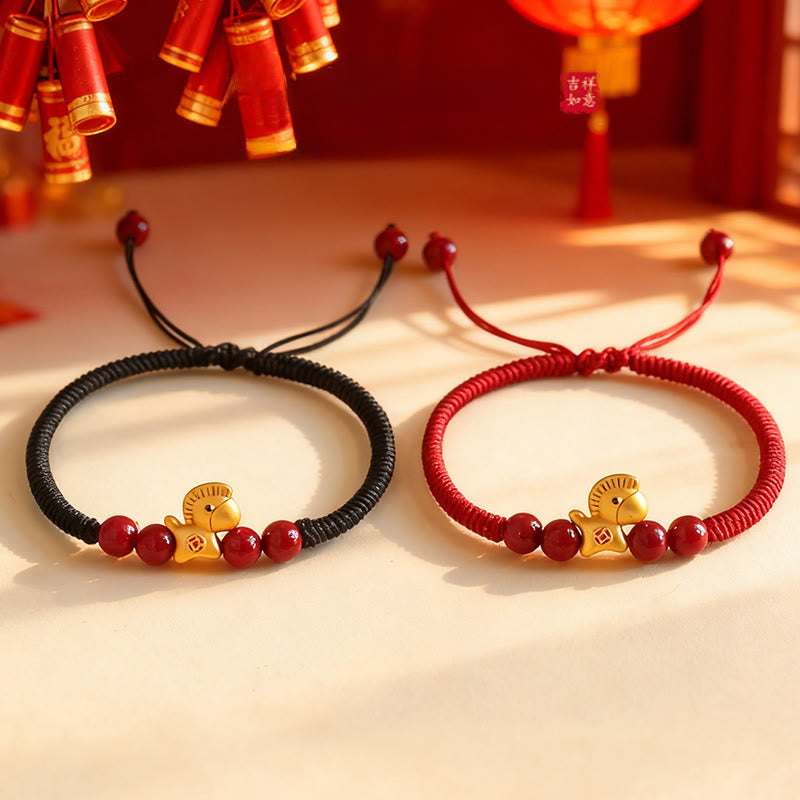 Buddha Stones馬年 999 スターリングシルバー 紐 辰砂 ビーズ 編み込み幸運ブレスレット - image 19