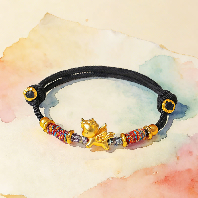 Buddha Stones馬年 999 スターリングシルバー メッキ 金編み紐守護ブレスレット - image 17