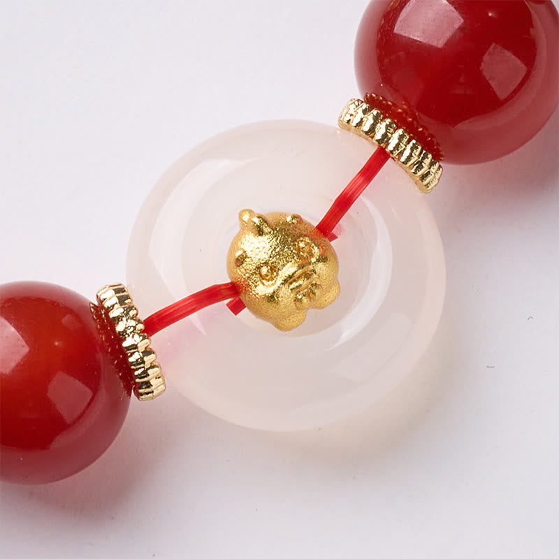 Buddha Stones中国の十二支 午年平和のお守りチャーム赤瑪瑙 白玉髄 自信のブレスレット - image 27