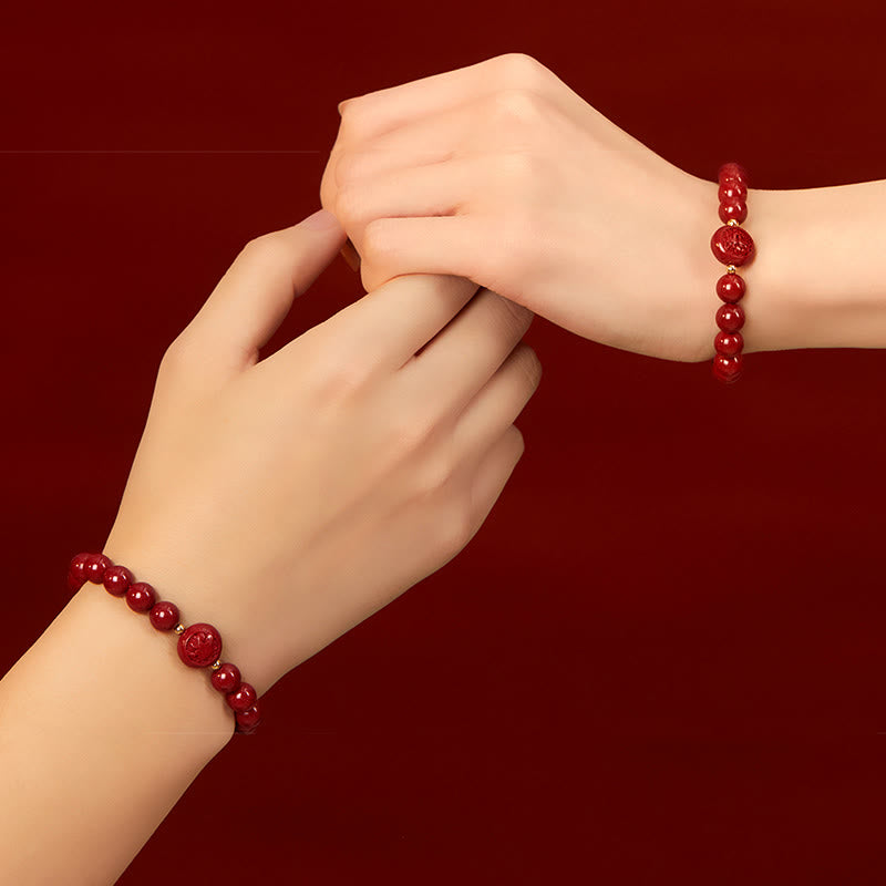 Buddha Stones十二支 午年 彫刻 辰砂 平和の良縁祈願ブレスレット - image 44