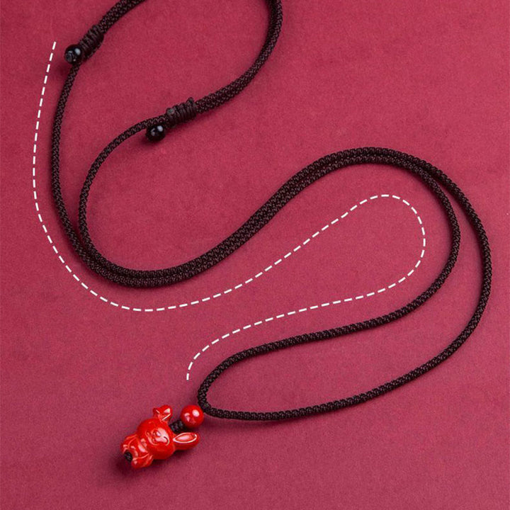 Buddha Stones午年 十二支 彫刻デザイン 辰砂良縁祈願ロープネックレス ペンダント - image 17