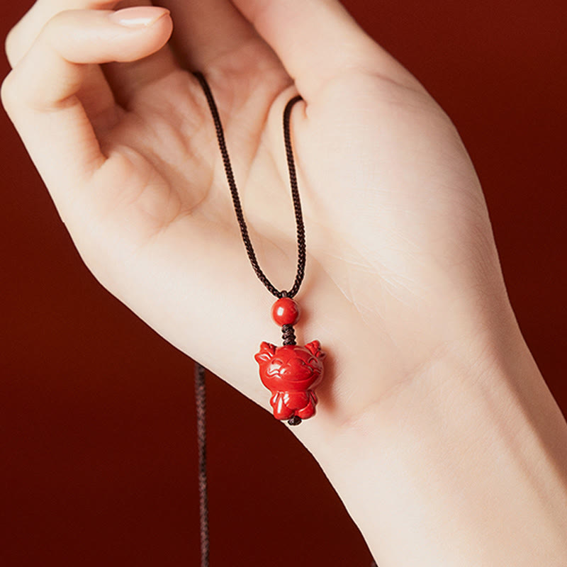 Buddha Stones午年 十二支 彫刻デザイン 辰砂良縁祈願ロープネックレス ペンダント - image 24