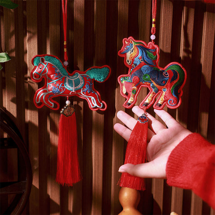 午年刺繍のBuddha Stones鈴タッセル吊り下げ装飾 - image 19