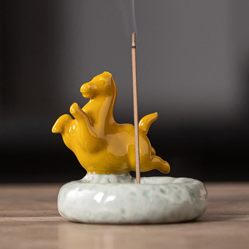 Buddha Stones馬年 2026 新年 インテリア 香炉 - 黄色い飛翔する馬（7.4×7.4× CM） - image 18