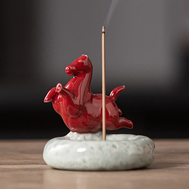 Buddha Stones馬年 2026 新年 インテリア 香炉 - 赤い飛翔馬（7.4×7.4× CM） - image 5