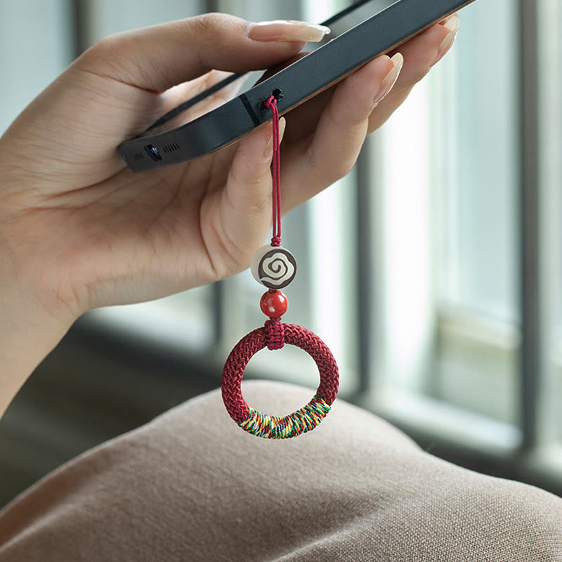 Buddha Stones手編み カラフル 糸 紐 バックル アイボリー フルーツ 辰砂 キーホルダー 携帯電話 吊り下げ 装飾 - image 12