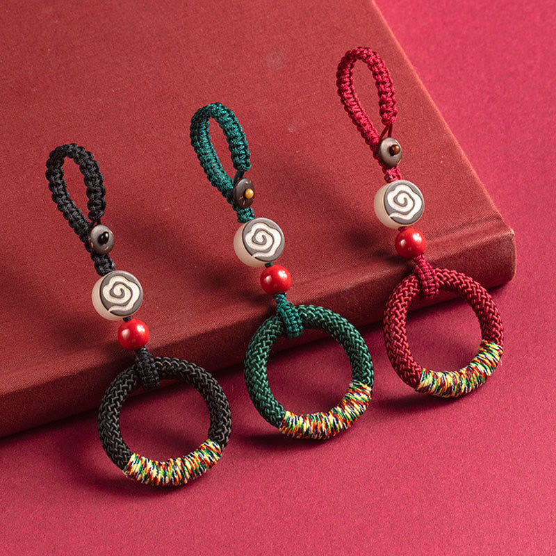 Buddha Stones手編み カラフル 糸 紐 バックル アイボリー フルーツ 辰砂 キーホルダー 携帯電話 吊り下げ 装飾 - image 8