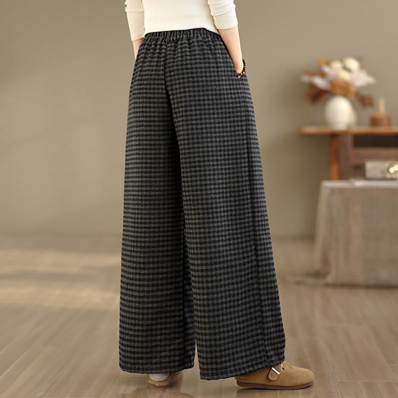 Buddha Stonesカジュアル チェック柄 レディース ワイドレッグパンツ ポケット付き - image 5