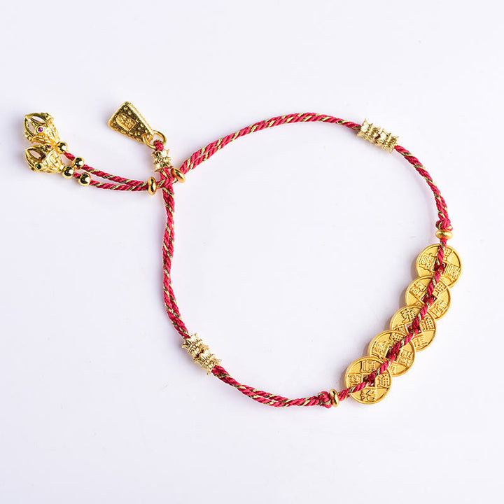 Buddha Stones五帝銭銅天秤手編み紐ブレスレット  - image 10