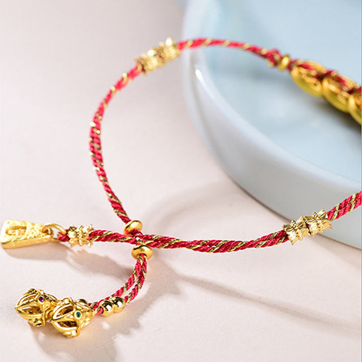 Buddha Stones五帝銭銅天秤手編み紐ブレスレット  - image 9