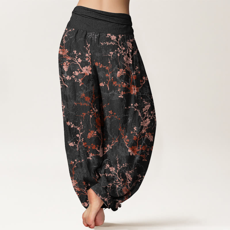 Buddha Stones純綿 咲き誇る花 枝葉 レディース 伸縮性ウエスト ハーレムパンツ - image 6